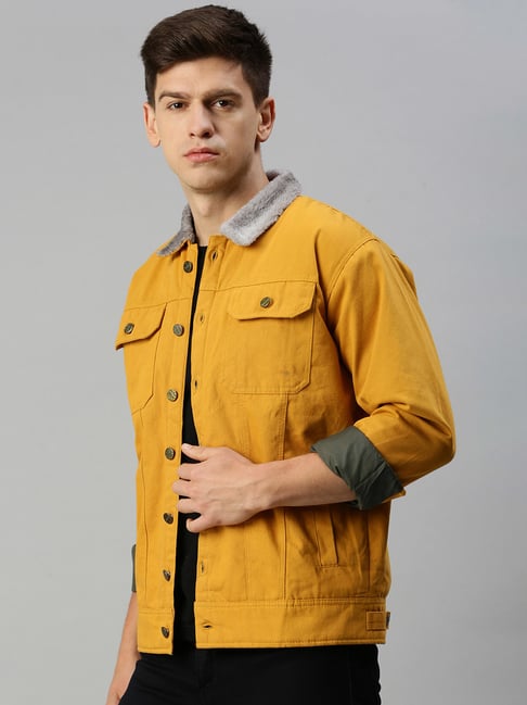 Yellow Denim Trucker Jacket | Denim Jacket For Mens London | Georgio Peviani