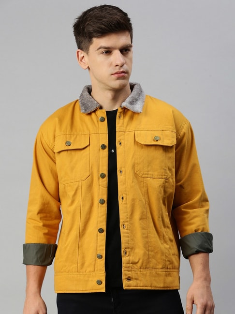 Yellow Cotton Denim Jacket For Men & Boys-totobed.com.vn