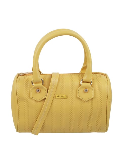 Buy Mochi Yellow Textured Medium Satchel Handbag at Best Price