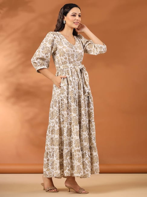 chinese dress ladies Black & White Chiffon Long Dress