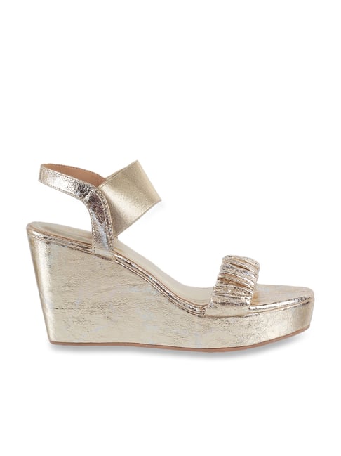 Gold ankle strap store wedges