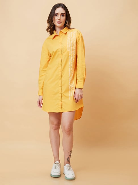 Buy Globus Yellow Printed Shirt Dress for Women's Online @ Tata CLiQ