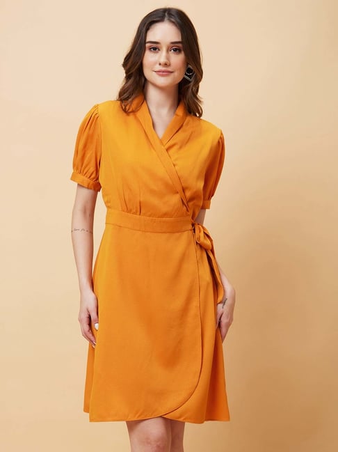 green emerald velvet dress Buy Mustard Solid Cotton Fit and Flare One Piece Dress Online in USA at  $20.00