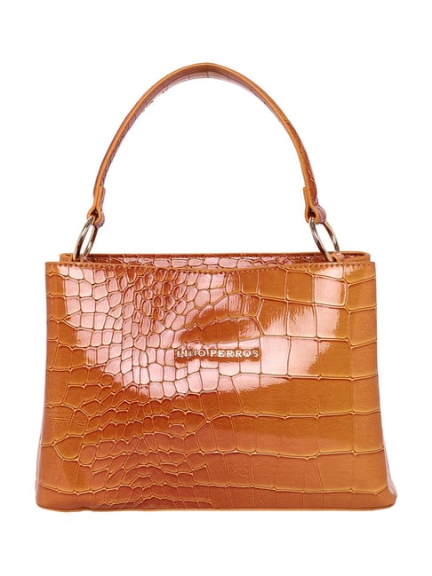 Buy Lino Perros Tan Textured Medium Satchel Handbag at Best Price