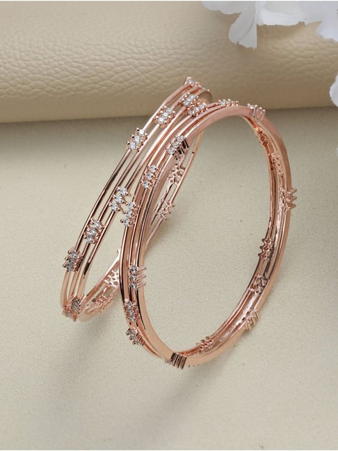 White Gold Bangles Set Buy Aatmana Rose Gold-Plated White