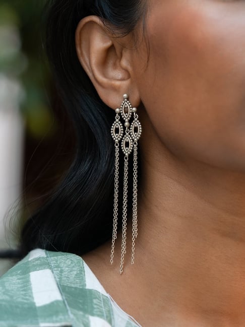 Buy Natural turquoise hook earrings - oxidized silver dangle earrings online  at aStudio1980.com