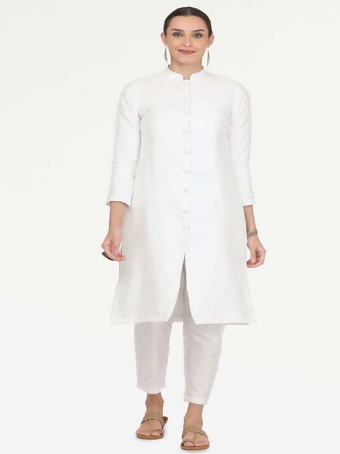 Kaanchie Nanggia White Taffeta Jacket with Pant-picture-23