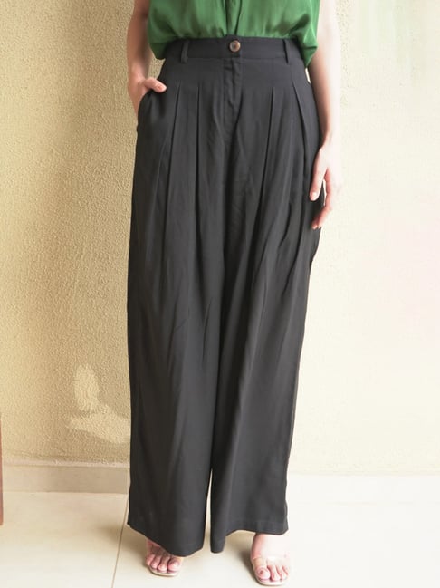 Buy Seesa Black Capsule Marilyn Wide-Legged Trousers for Women Online @  Tata CLiQ Luxury