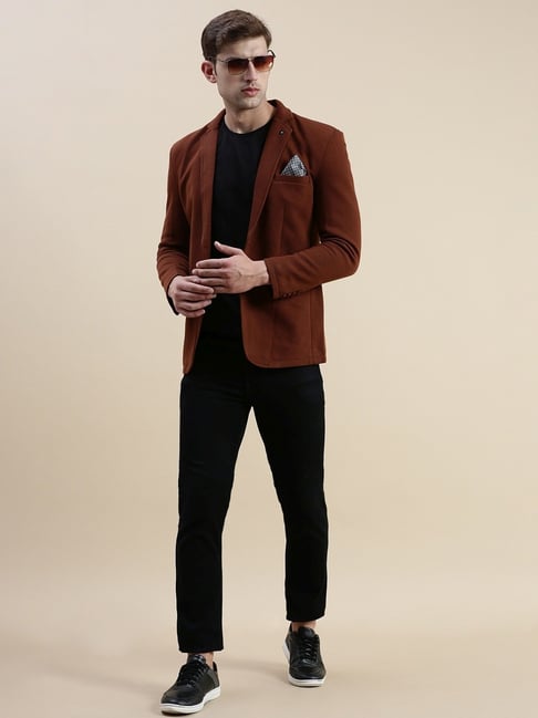 Black Shirt Brown Blazer Combination Shirt Combination Brown