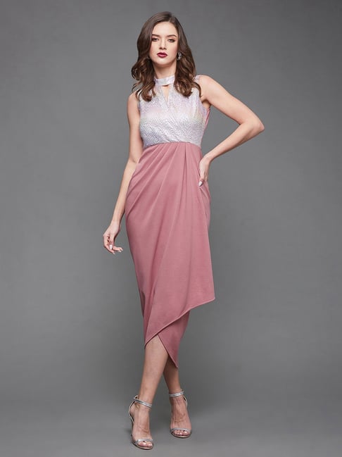 Casual Dust Pink Dress Buy FabAlley Dusty Pink Tiered Side Tie