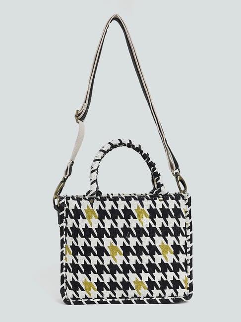 ANINE BING Nico Houndstooth logo-clasp Shoulder Bag - Farfetch