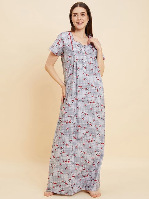 Buy Waterfield Girls and Moms Women's Hosiery Cotton Night Gown | Nighty |  Embroidery Blue at Amazon.in
