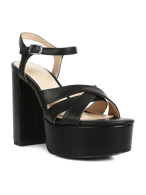 Raja Shoes Brands Women's FL-56 Platform Heel Casual Sandal (Black) ::  RAJASHOES