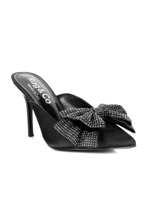 Black high discount heel mules womens