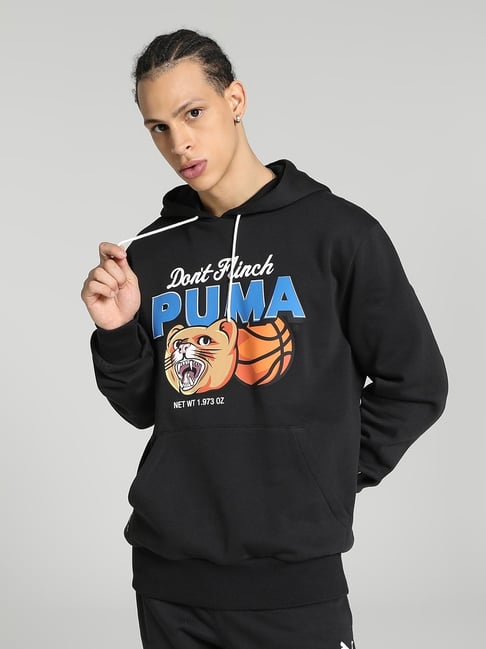 Puma Black Cotton Regular Fit DYLAN Printed Hooded Sweatshirt-picture-33