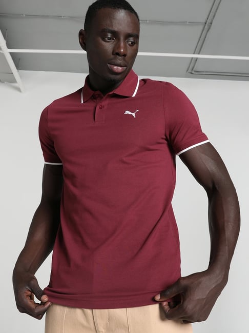 Puma Red Cotton Slim Fit Polo T-Shirt