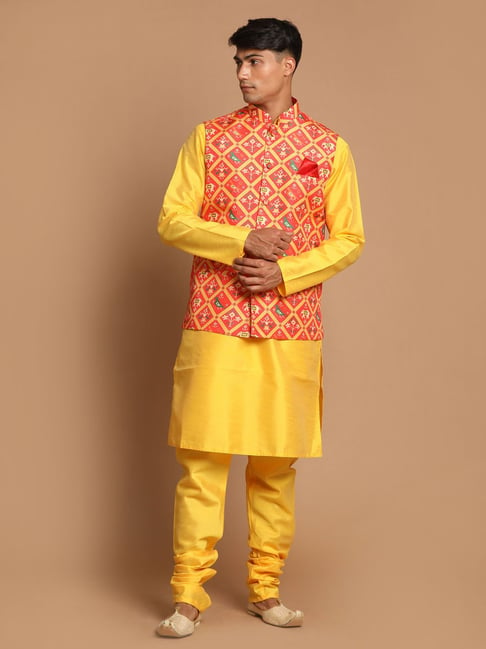 Cotton Kurta With Pajama And Phantom Silk Jacket | Ishaanya