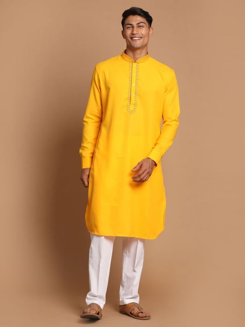 Buy Men Kurta Pajama Suit Set, Plain Long Kurta and Pants Yellow Kurta &  White Pajama Set for Men Indian Traditional and Festival Party Wear Online  in India - Etsy