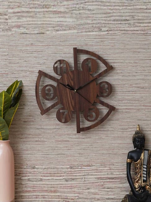 eCraftIndia Brown Wood Antique Designer Wall Clock
