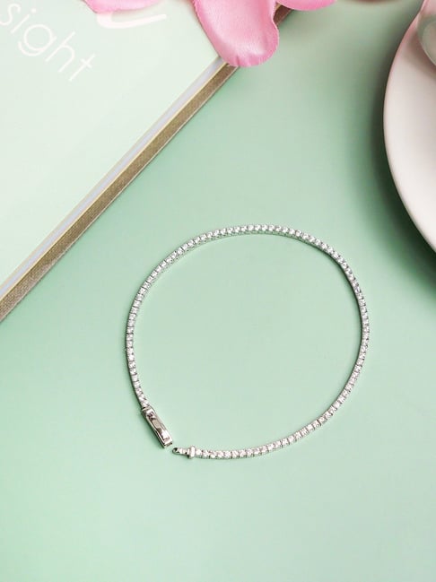 Curio Cottage 925 Silver Solitaire CZ Studded Sterling Bracelet-picture-32