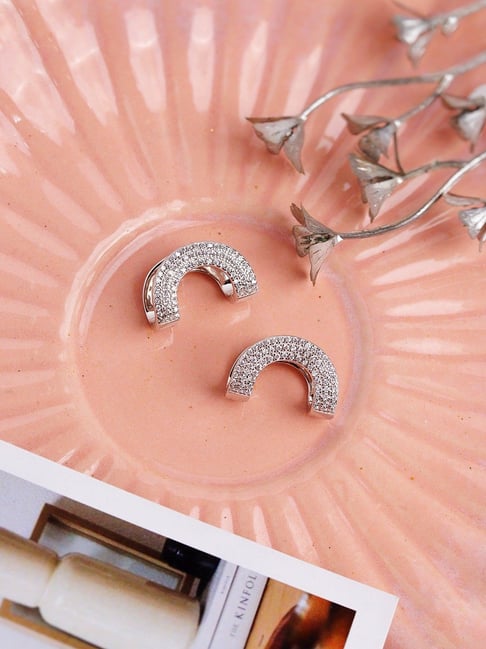 Curio Cottage 925 Silver Glittering Earrings for Women-picture-35