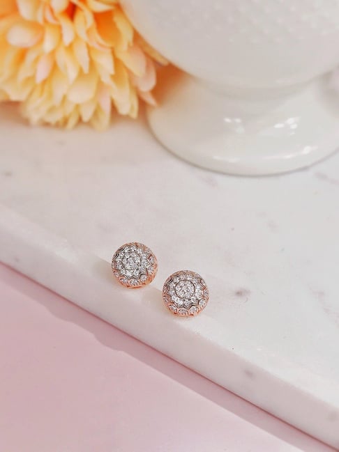 Curio Cottage 925 Silver Rose Gold-Plated Zircon Sunrise Stud Earrings for Women-picture-23