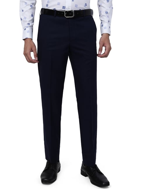Greenfibre Navy Slim Fit Trousers-picture-11