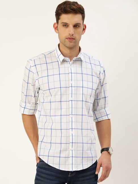 Burnt Umber White Regular Fit Check Shirt-picture-20