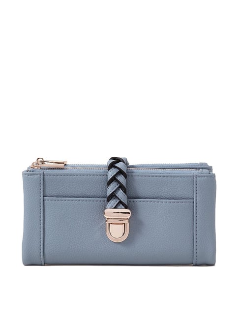 Accessorize London Plait Blue Solid Bi-Fold Wallet for Women-picture-31