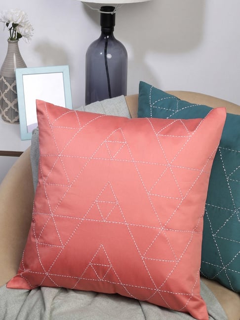 Spaces Spun Geometric Pink Cotton Cushion Cover