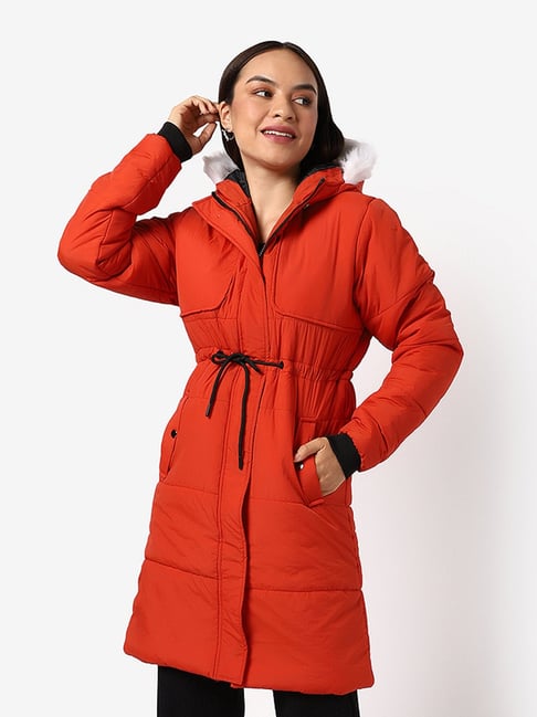 Buy Campus Sutra Orange Regular Fit Bomber Jacket for Women Online