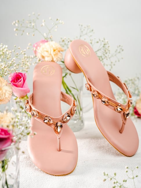 NR by Nidhi Rathi Women's Peach Thong Sandals