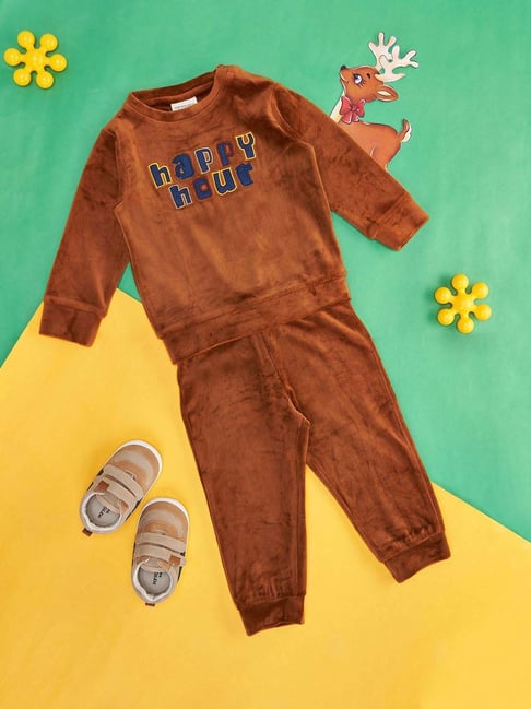 Pantaloons Baby Brown Cotton Printed Full Sleeves Sweatshirts Set-picture-17