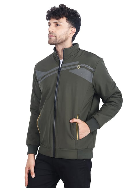 Buy Dollar Olive Regular Fit High Neck Jacket for Men's Online