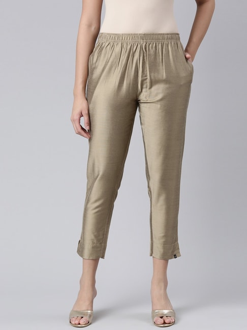 Buy CHIC BY TOKYO TALKIES Women Beige High Rise Pleated Solid Semi Formal  Trousers - Trousers for Women 15454244 | Myntra