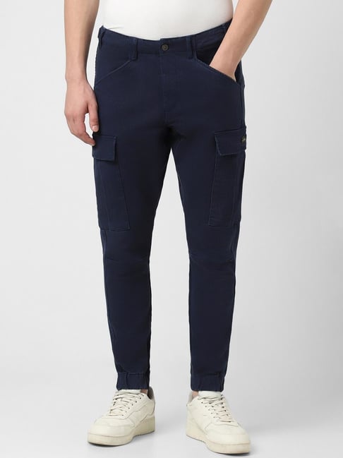 Buy Peter England Jeans Navy Cotton Regular Fit Trousers for Mens Online @ Tata  CLiQ