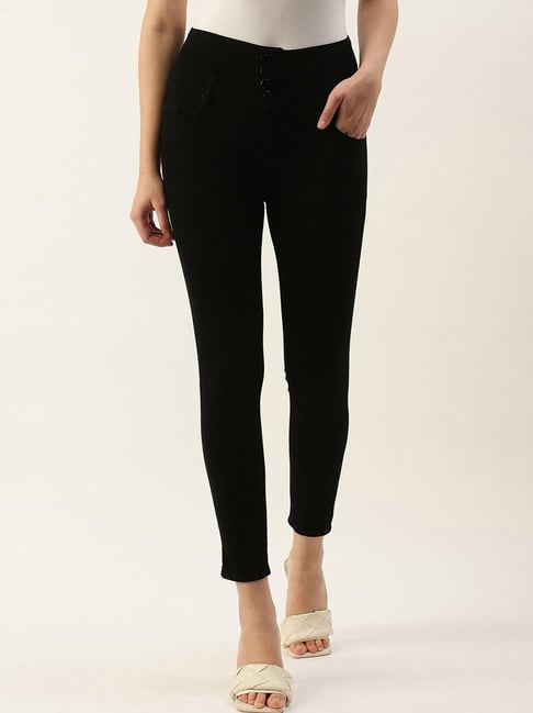 TWIN BIRDS Black High Rise Jeans