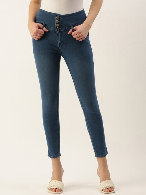 TWIN BIRDS Blue High Rise Jeans