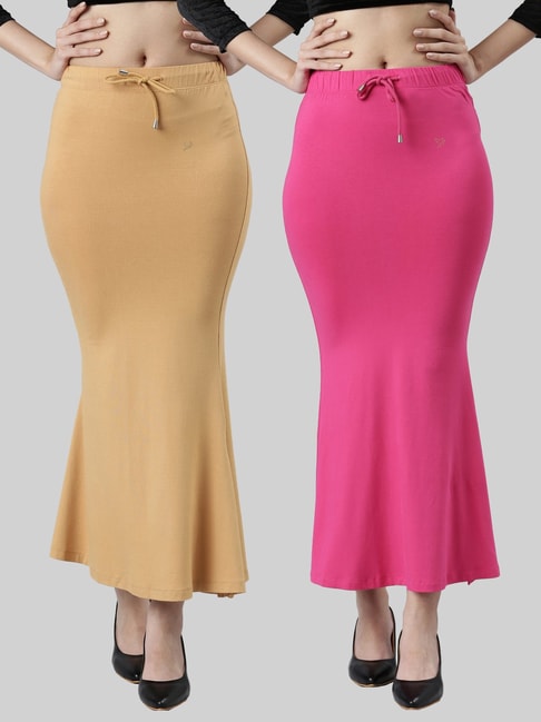 Buy TWIN BIRDS Beige & Pink Plain Saree Shapewear - Pack Of 2 for Women  Online @ Tata CLiQ