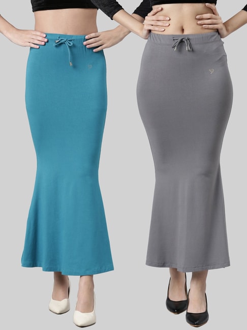 Buy TWIN BIRDS Blue & Grey Plain Saree Shapewear - Pack Of 2 for Women  Online @ Tata CLiQ