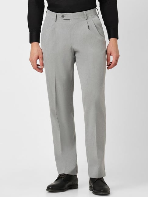 Buy Men Grey Textured Super Slim Fit Casual Trousers Online - 795992 |  Peter England