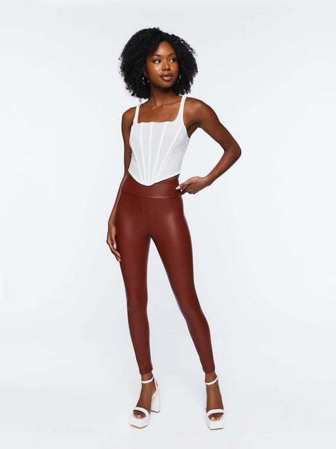 Buy Forever 21 Brown Mid Rise Leggings for Women Online @ Tata CLiQ