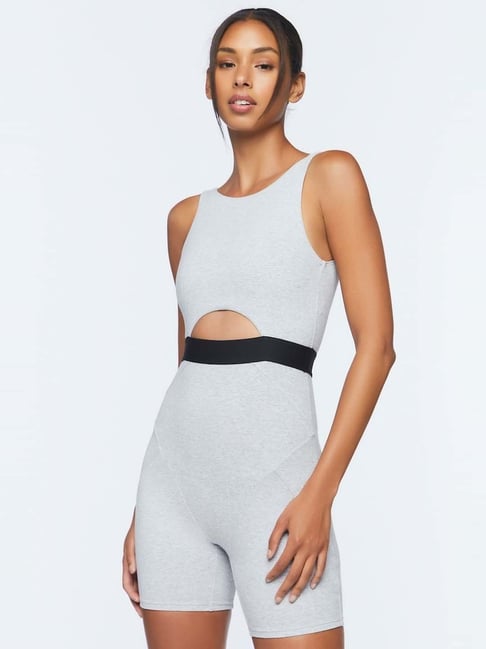 Forever 21 Grey Cotton Sports Romper
