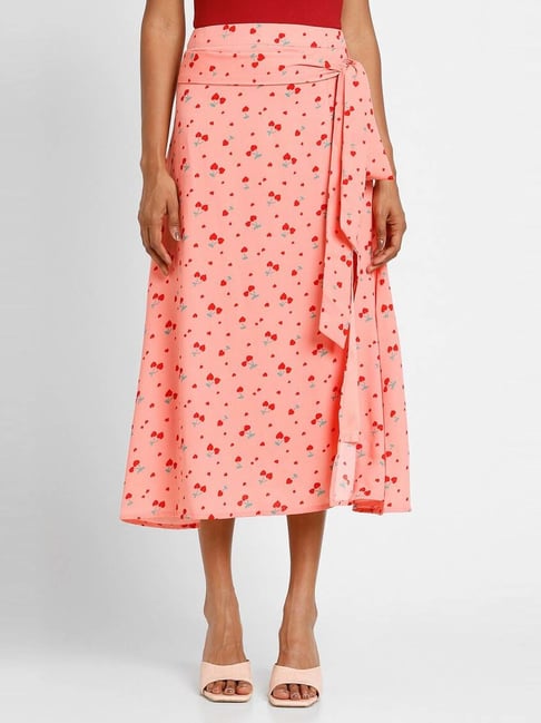 Forever 21 Pink Printed A Line Skirt