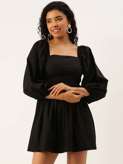 Black cotton skater clearance dress