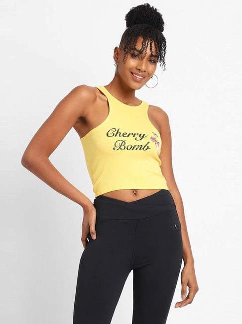 forever 21 yellow crop top