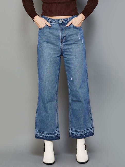 Buy HIGH-RISE BUTTON-DOWN FLARE JEANS for Women Online in India