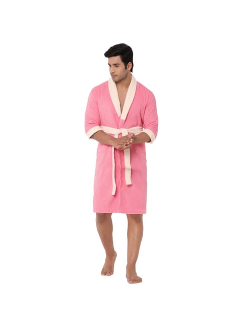 Spaces Cloudz Pink 300 GSM Cotton Medium Bathrobe
