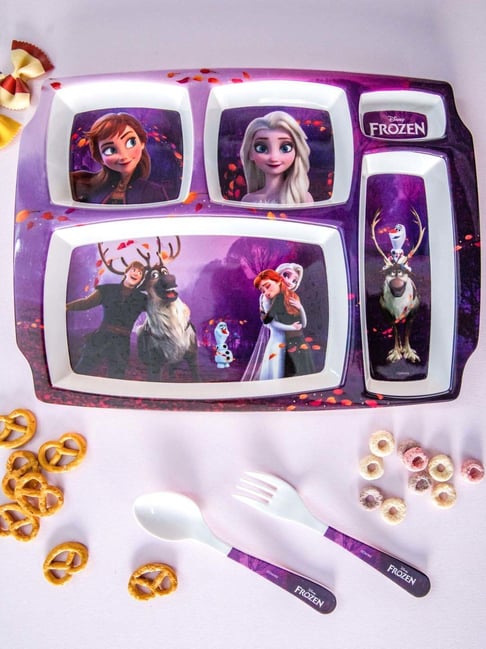 Buy Servewell Frozen Purple Melamine Rectangle Kids 3Pcs Dinner