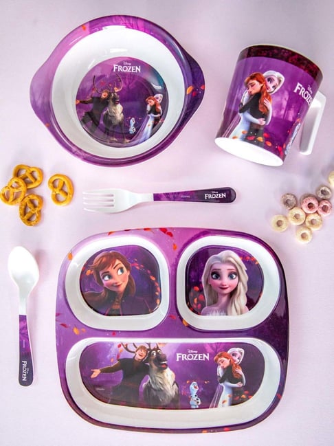 Servewell Frozen Multicolor Melamine Kids 5Pcs Dinner Set L)